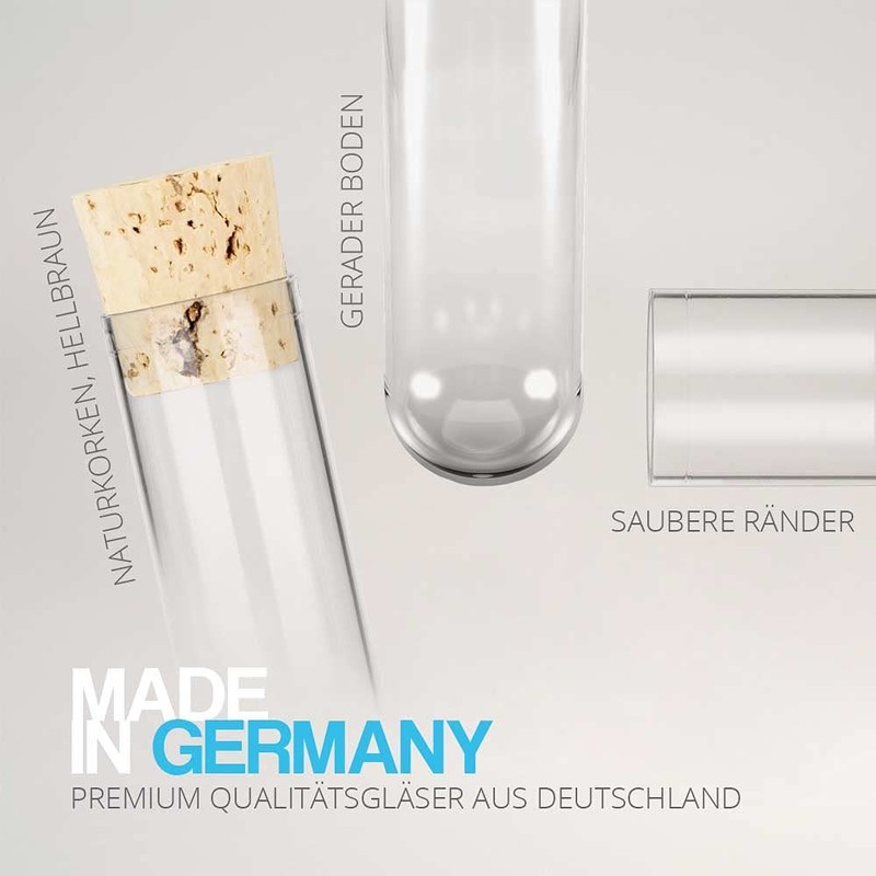 100 x Plastic Test Tubes With Natural Cork, High-quality, 75