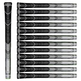 Geoleap 13-Piece Cord Rubber Golf Grip Set, Hybrid Golf Club Grips, Standard/Medium, 10 Color Options (Gray,Mid)