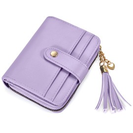 oscaurt Wallet Women Small RFID Blocking Bifold Credit Card Wallets with ID Window and Tassel Zipper Coin Pocket Ladies Wallet