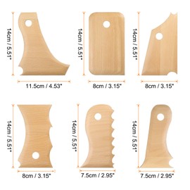 HARFINGTON 6pcs Pottery Ribs Trimming Tools Pottery Profile Rib Wooden Foot Shaper Rib Foot Forming Tool Texture Rib Beech Wood for Carving Ceramics Clay