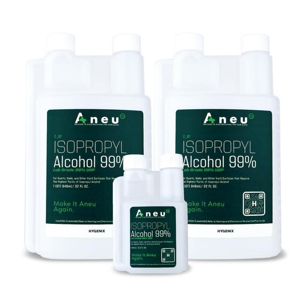 Aneu Isopropyl Alcohol 99% USP - 1/2 Gallon + Travel