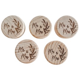 Custom Wine Bottle Stopper - “Mr. & Mrs.” – 5Pcs Real Cork Engraved Wooden T-stopper Wedding Favor Bridal Shower Gift Bachelorette Party Reusable Sealing