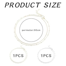 QZKJQDD 4 Pcs Women's Belly Chain, Adjustable Belly Chain, Personality and Versatile Layered Belly Chain, Gold and Silver Beads Belly Waist Chains, Applies to Body Chain Jewelry for Women and Girls