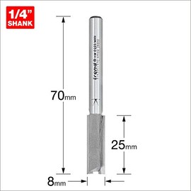 Trend Professional Straight Two Flute Router Cutter Bit, 1/4 Inch Shank, 8mm Cut Diameter, Tungsten Carbide Tipped, 3/43X1/4TC