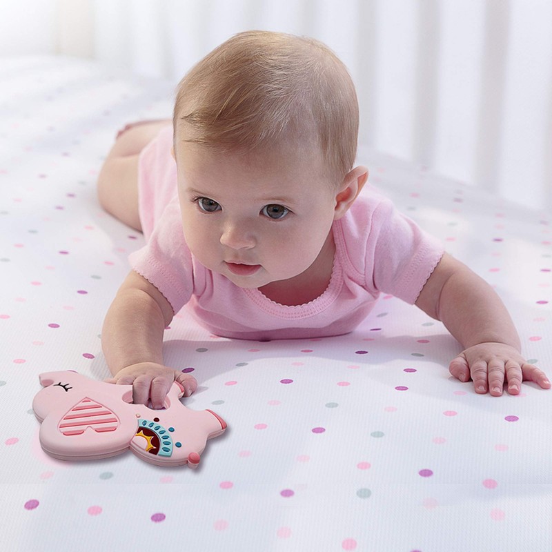 Bigspinach Soft Pink Elephant Teether Toy for Babies 3-6/6-12 Months