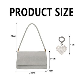 XFSRG Glittering Women's Handbag Clutch Elegant Evening Bag with Pearl Details Perfect for Party Wedding and Special Occasions, silver