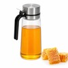Pethiy Honey Dispenser,21 oz Glass Honey Pot Syrup Dispenser with