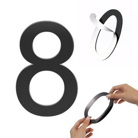 Self-Adhesive 5 Inch House Numbers - Acrylic Modern Black Mailbox Numbers for Outside Address, Home, Apartments, Office, Hotel Room (8)