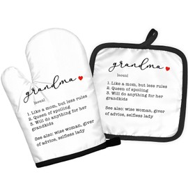 BRRNYOI Grandma Gifts Oven Mitts and Pot Holders Sets, Best Grandmother Mother's Day Birthday Gifts from Grandkids, Grandma Definition Heat Resistant Oven Gloves Hot Pads for Kitchen Decor