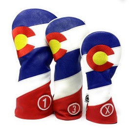 Pins & Aces Colorado Tribute Premium Golf Club Head Cover - Premium, Hand-Made Leather Headcover - CO Flag Styled, Tour Quality Golf Club Cover - Style & Customize Your Golf Bag
