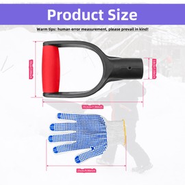 4 Pcs Shovel D-Handle, 1-1/4” ID 32mm PVC Snow Shovel Replacement Handle, Garden Accessory for Digging, Raking Tools, Includes Pair of Non-Slip Gloves
