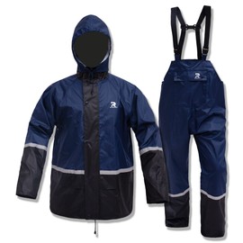 RainRider Rain Suits for Men Women Waterproof Hi-Vis Rain Gear Durable Oxford Rain Jacket Coat with Pants(Navy,XXL)