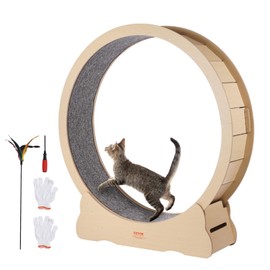 VEVOR Cat Exercise Wheel, 52" Large Cat Treadmill Wheel for Indoor Cats, Running Wheel with Detachable Carpet & Teaser for Running/Walking/Training, Suitable for Most Cats