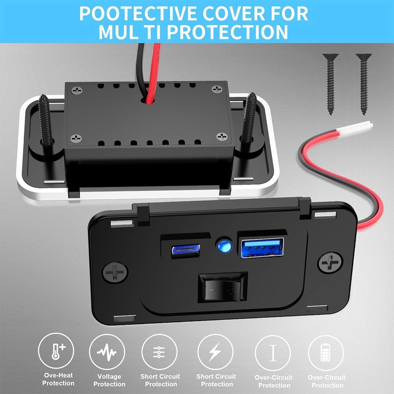 Namvo 2 Pcs Dual USB Car Charger Socket, 12V USB