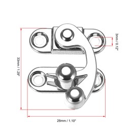sourcing map Antique Vintage Lock Clasp Right Latch Hook Hasp 33mmx28mm Swing Arm Latch Silver Tone 2 Pcs