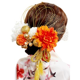 ULITU Hair Ornament, Coming-of-Age Ceremony, Graduation Ceremony, Hair Accessory, Dry Flowers, Artificial Flowers, Water Drawing, Hydrangea, Cord, Hydrangea, Dahlia, Kasumi Grass, Gold Leaf, Popular