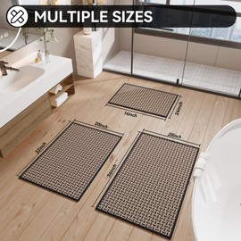 YDKGL Bath Mat Rug-Ultra Thin Non Slip Bath Mats for Bathroom Mat Quick Dry, Rubber Backing Washable Bathroom Rugs Fit Under Door, Absorbent Bath Rugs,Shower Outside,Sink Black 20"x32"