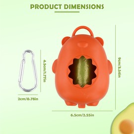 Dog Poop Bag Holder, Poo Bag Dispenser with Carabiner Clip, Portable Dog Waste Bag Carrier for Walking Camping, Outdoor Dog Accessories - Green, Orange