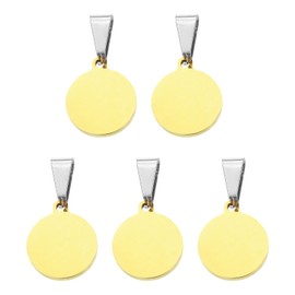 sourcing map 5 Pcs 15mm/0.59 Inch Round Blank Stamping Tags, Metal Charm Dog ID Tags for Pet Name Tag Making Crafts Decoration DIY Pendants, Gold
