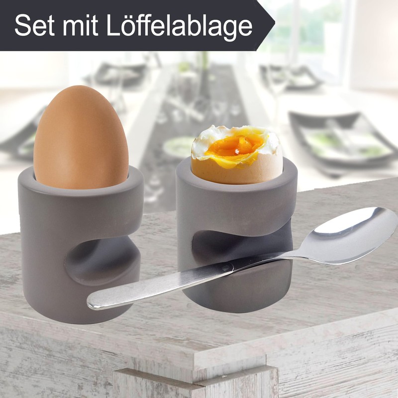QMBasic Set of 2 Egg Cups | Grey Modern Concrete