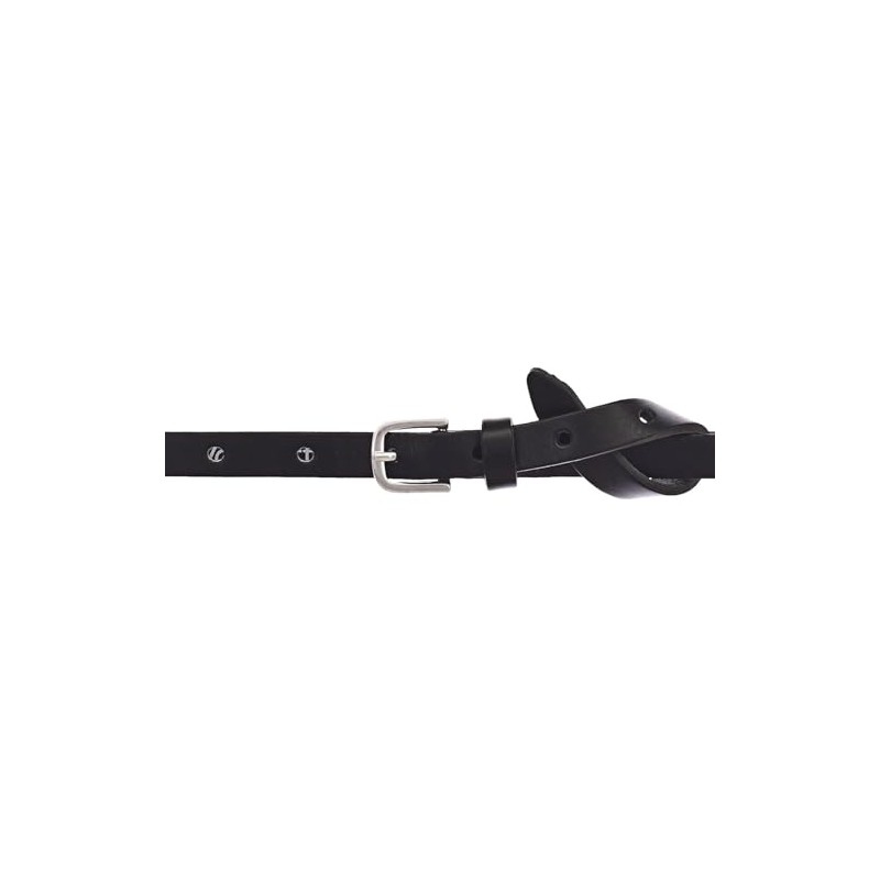 Vanzetti Women's Belt - Slim Leather Belt, Metal Buckle, black
