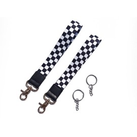 FFILL 2Pcs Checkered Black and White Racing Keychain,GIFTS United States For Race Sports Themed Key Chain.