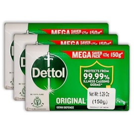 Dettol Original Bar Soap – 3 Pack (150g Each) – 450g Total – Antibacterial Germ Defence – for Daily Use