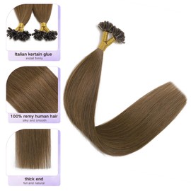 Sindra Bondings Extensions Real Hair 40 cm 40 g 50 Strands Utip Hair Extensions Real Hair Brown Keratin Bonding Real Hair Extensions Silky Straight U4-16 Inches