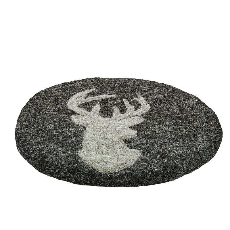 Lana Stag Trivet Felt Handmade Black cilio