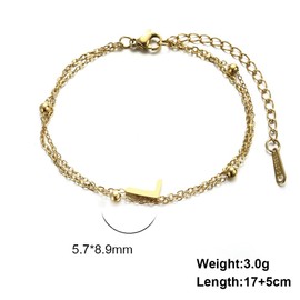 Yimofy Initial Bracelet for Women Dainty Double-Layer Letter Bracelets Women's 14K Gold Plated Stainless Steel Layering Wrist Bracelet Chain L