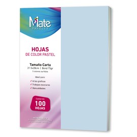 Mate | Hojas Color Pastel | Bond 75 G | 100 Hojas
