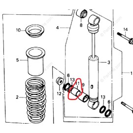 Honda TRX250R,FL400R PILOT, TRX400EX, TRX400X FRONT SHOCK BUSHING COLLAR 52486-KB7-003