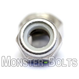 MonsterBolts M6-1.0 / 6mm - Qty 10 - Nylon Insert Hex Lock Nut DIN 985 - A2 Stainless Steel