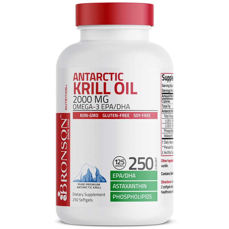 Bronson Antarctic Krill Oil 2000 mg with Omega-3s EPA, DHA,