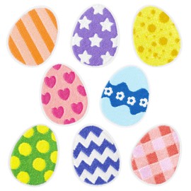 8 Pcs Easter Egg Iron On Patches Colorful Embroidered Buffalo Plaid Polka Dot Stripes Sew on Repair Applique DIY Spring Holiday Crafts Happy Easter Eggs Hunt Decorative Gifts for Clothing Hat Backpack