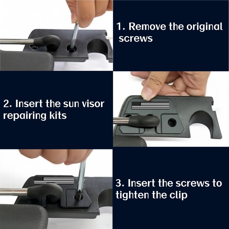 Sun Visor Repair Kit Visor Mounting Clips Aluminum Black Sun