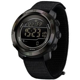 findtime Step Counter Watch No Phone Needed Pedometer for Walking Mens Women's Digital Watches with Calories Distance Alarm Countdown Timer Nylon Strap Black