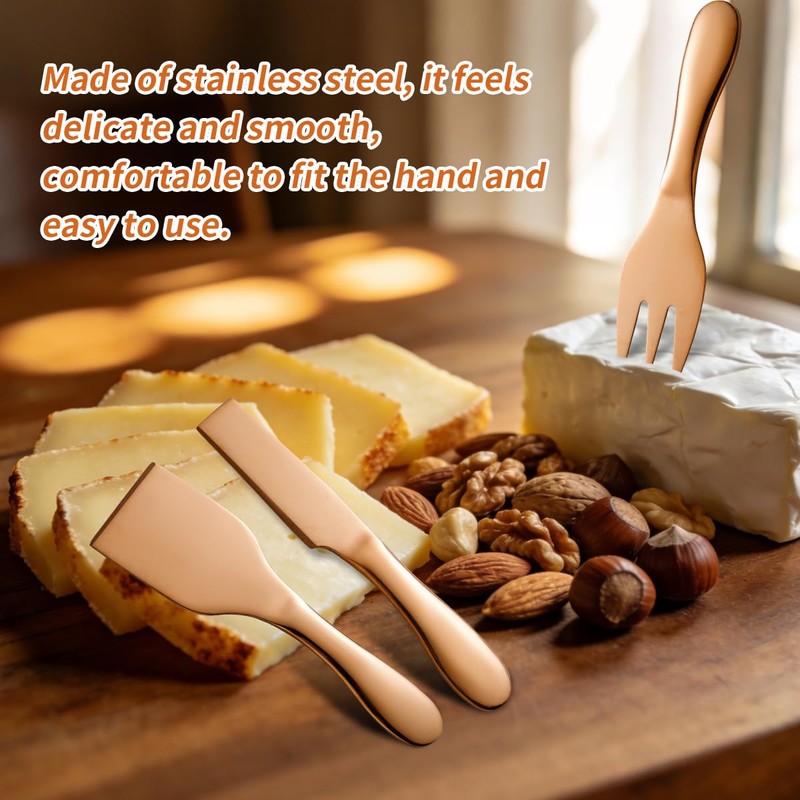 A · HOUSEWARE Copper Cheese Knives Set 7 Pieces Stainless