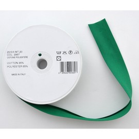 Inastri 25/5/5 mm Polycotton Bias Binding-Col. xx-GREEN-20m Roll, Polyester Cotton, Bottle Green, 11x11x3 cm