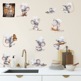 Sunnywall Animal Safari Wall Sticker Wall Picture Baby Sticker Children's Room Baby Wall Sticker Playroom Kitchen (Chef Chilly Mouse)