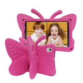 Tading Kids Case for TCL Tab 8 LE Tablet 2023 Released, Cute Butterfly Kid Proof EVA Foam Protective Stand Cover for TCL Tab 8 LE (Model: 9137W)/ TCL Tab 8 WiFi (Model: 9132X) - Magenta
