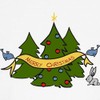 CafePress Merry Christmas Banner with Birds and Bunny Dog T