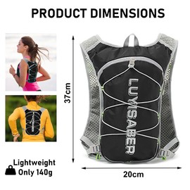 Hydration Vest Backpack, Lightweight Adjust Straps Running Backpack with Reflective Design, Breathable Reflective Insulation Pack for Outdoor Climbing Hiking Cycling Biking Women Men (Black, One Size)