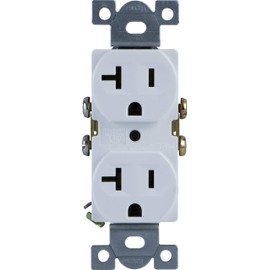 GE UltraPro Grounding Duplex, White, Wall Receptacle, Replacement, Tamper Resistant, 3 Prong Outlet, Easy Install, UL Listed, 10921, 20A