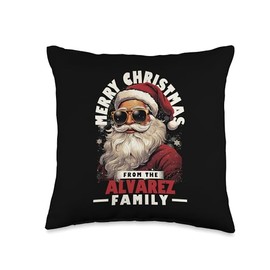 Alvarez Family Christmas Matching Shirt Xmas Gifts Alvarez Family Christmas Costume Santa Matching Xmas Party Throw Pillow, 16x16, Multicolor