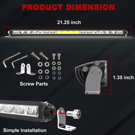Super Slim LED Light Bar,Single Row LED Work Driving Lights bar Reflector Spot Flood Combo Off Road Light (20 inches)