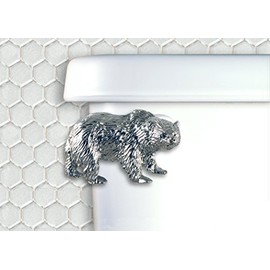 Functional Fine Art Bear Chrome Decorative Toilet Flush Handle/Tank Trip Lever - Front Tank Mount