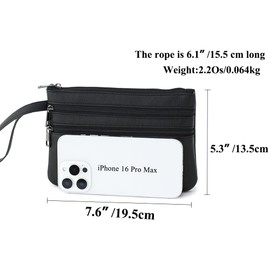 BBORGDC Original Design Leather Wristlet Wallet - Small Clutch Bag with Wrist Strap, Zipper Pouch for Coins, Perfect Summer Travel Handbag, Vacation Gift for Women