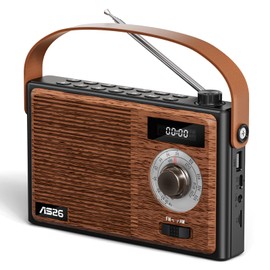 AM FM Radio Portable Retro Bluetooth Speaker Support USB/TF/AUX Player, Vintage Wireless Radio with Digital Display, Retro Radios Battery Powered or Plug in Wall for Home Office Outdoor, Gift