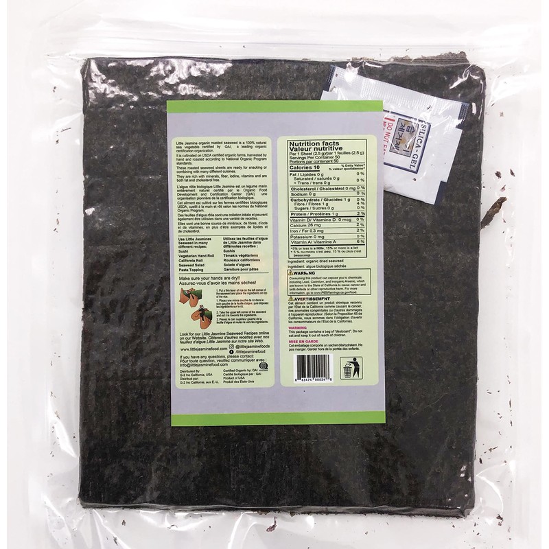 Little Jasmine Roasted Seaweed, USDA Organic Certified, Premium Grade, 50-Full